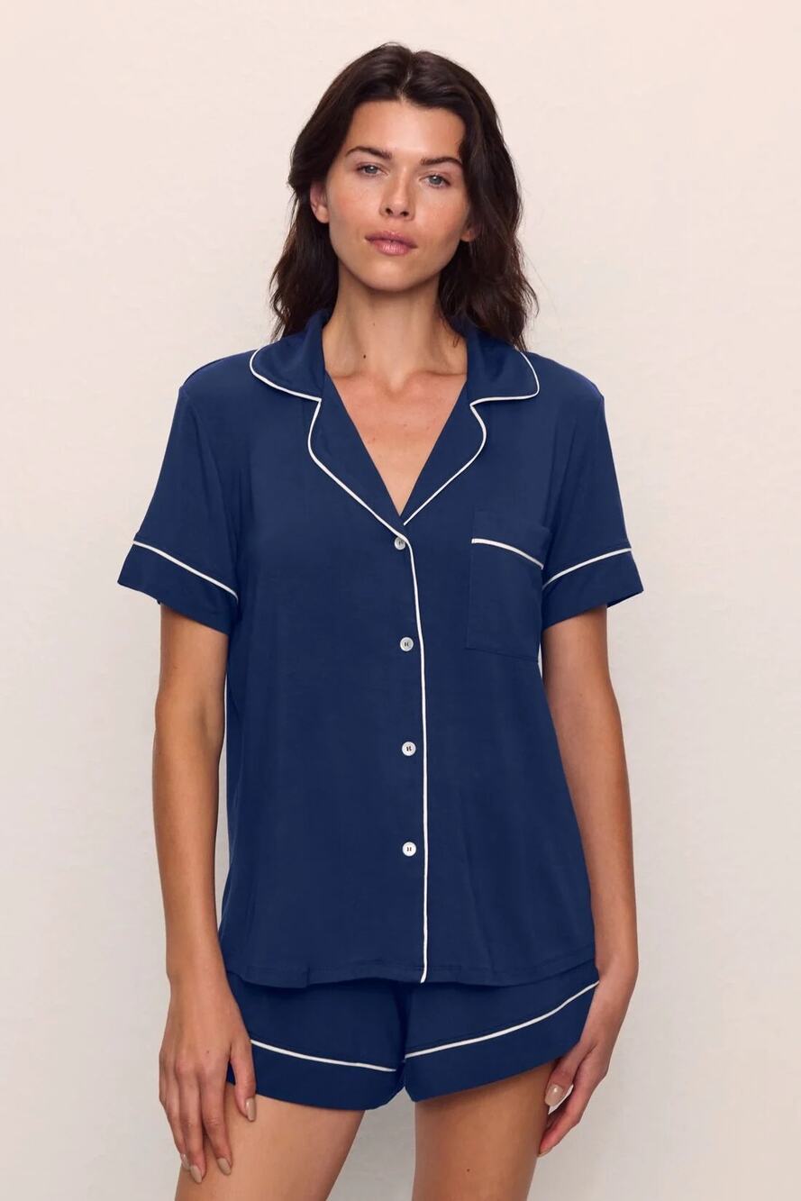 Eberjey Gisele Navy Tencel Modal Short Sleeve Pajama Top